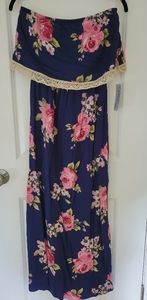 Strapless floral maxi